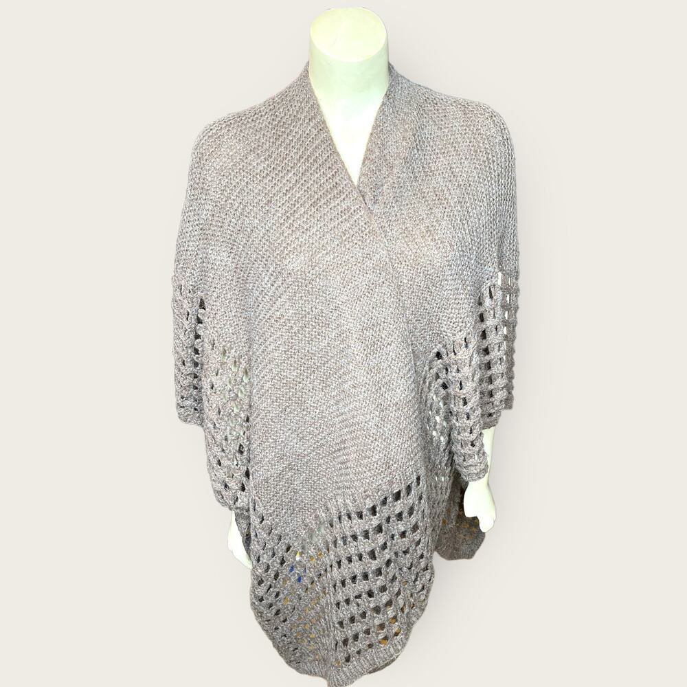 Soft Surroundings Brown Knit Cardigan Wrap Shawl